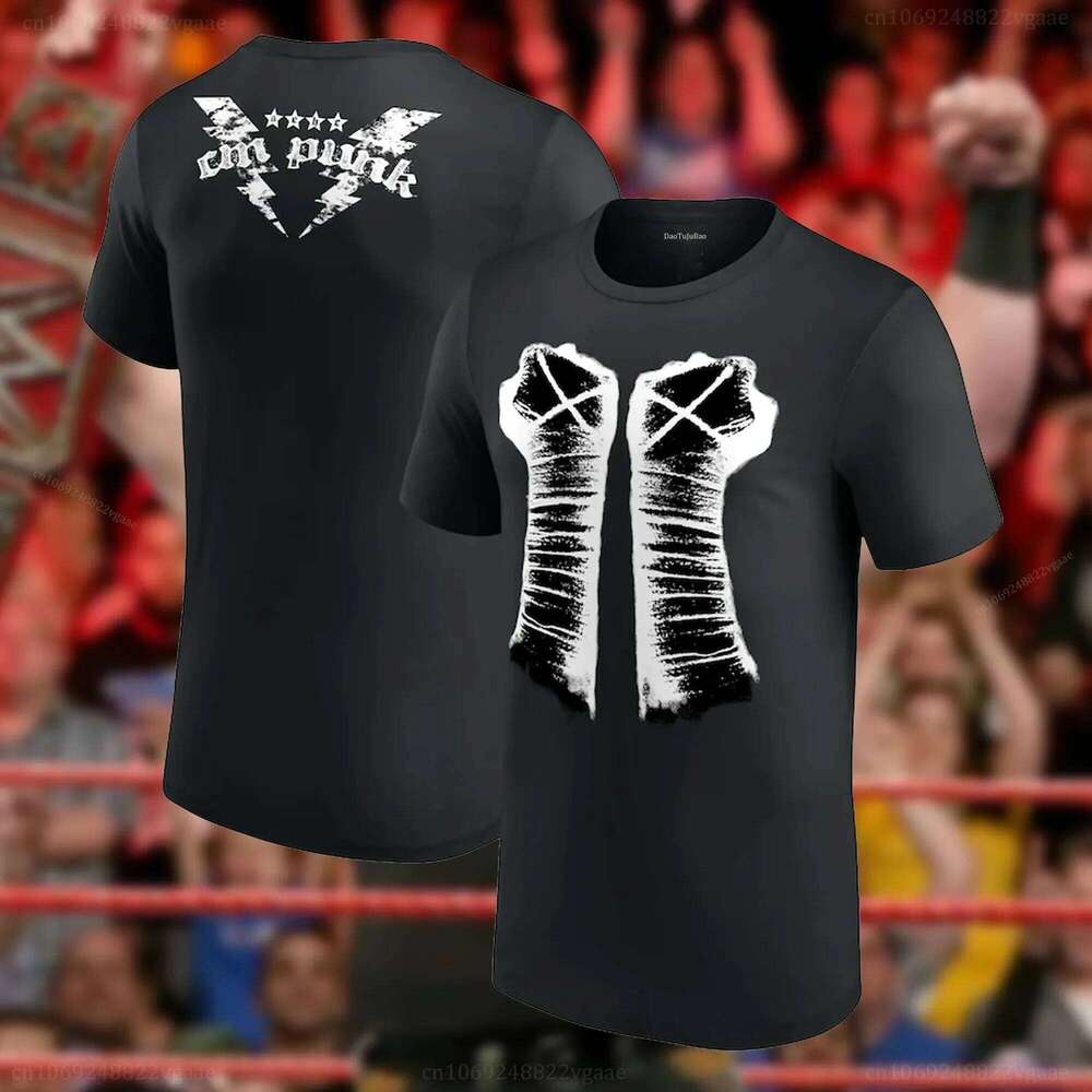 Summer CM Punk T Shirt Wrestling Tshirt Vintage Boxing Gym Cotton Clothes Training Tee Size 26H0406