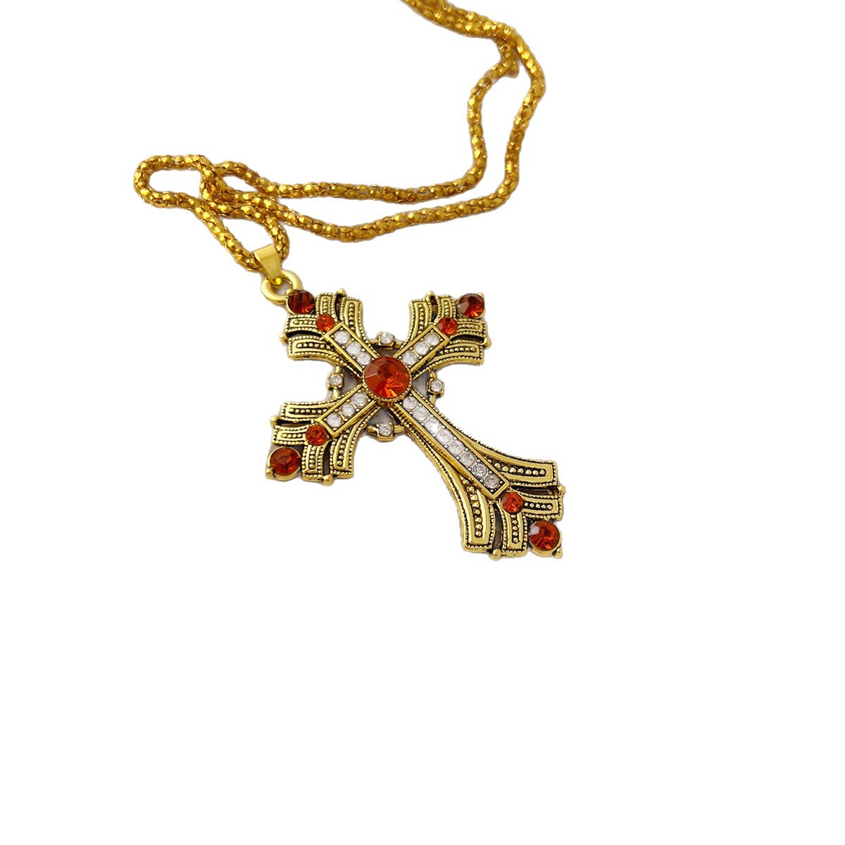 Diamond-encrusted cross pendant necklace, French vintage niche fashion versatile collarbone chain, light luxury high-end jewelry for women - view 6