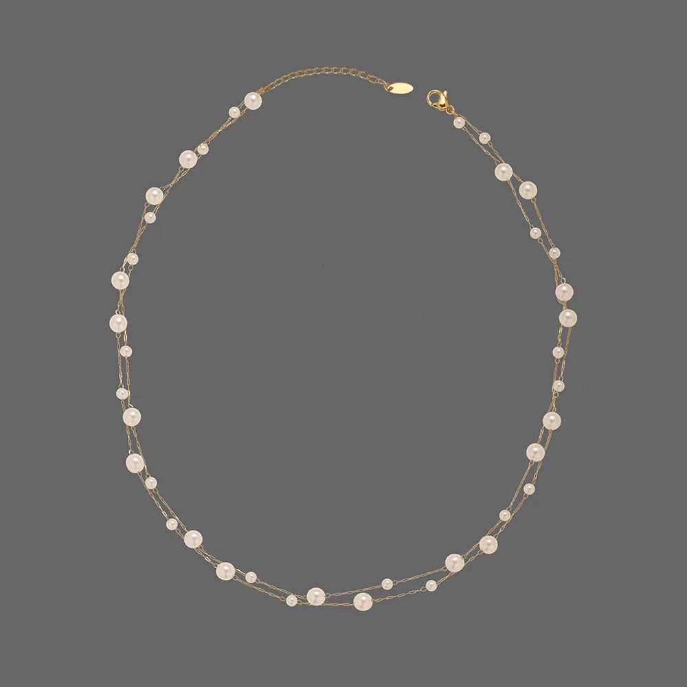 316l Stainless Steel Beautifully Temperament Pearl Chain Necklace for Women Waterproof Metal Collar Jewelry Bijoux Gift H260406