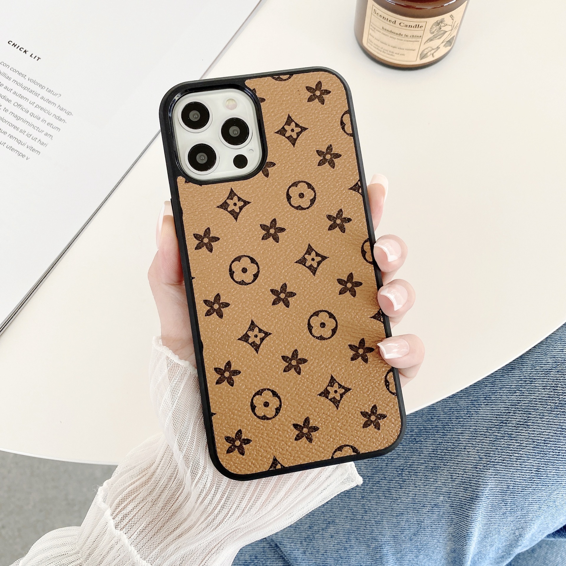 2026 New Designers' Luxury Collection Foreign Trade Suitable Iphone 15 Vintage Leather Pattern Phone Case, Apple 14 Pro Max Full Protection Anti-