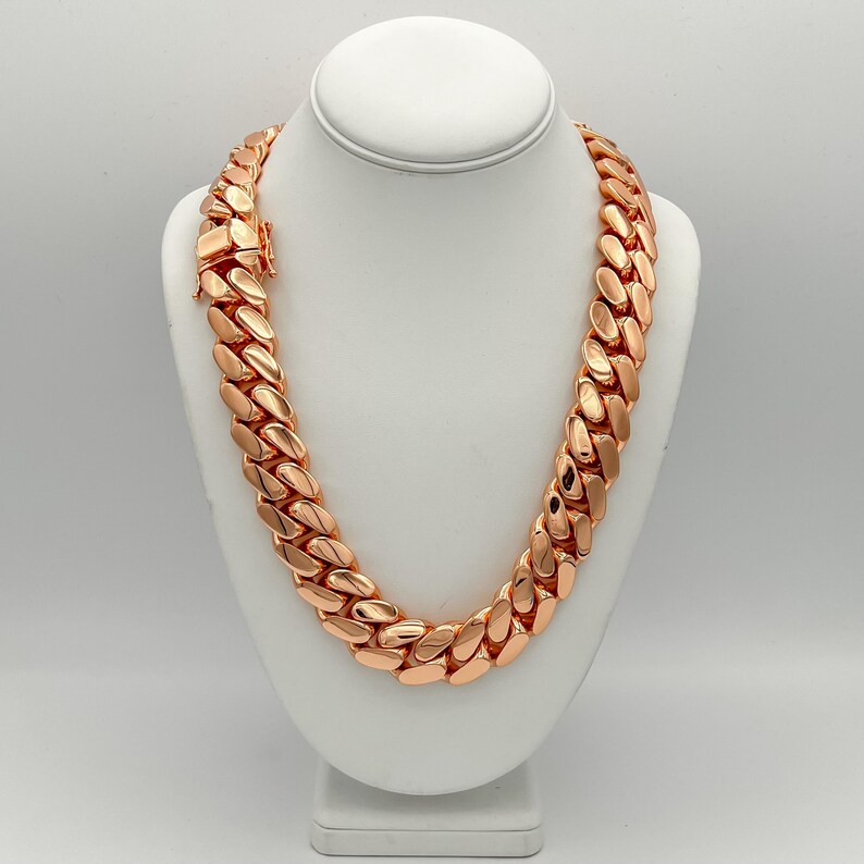 Miami Cuban Link Chain 12mm - 20mm 14k Gold Chain Gold Rose Gold Necklace and Bracelet