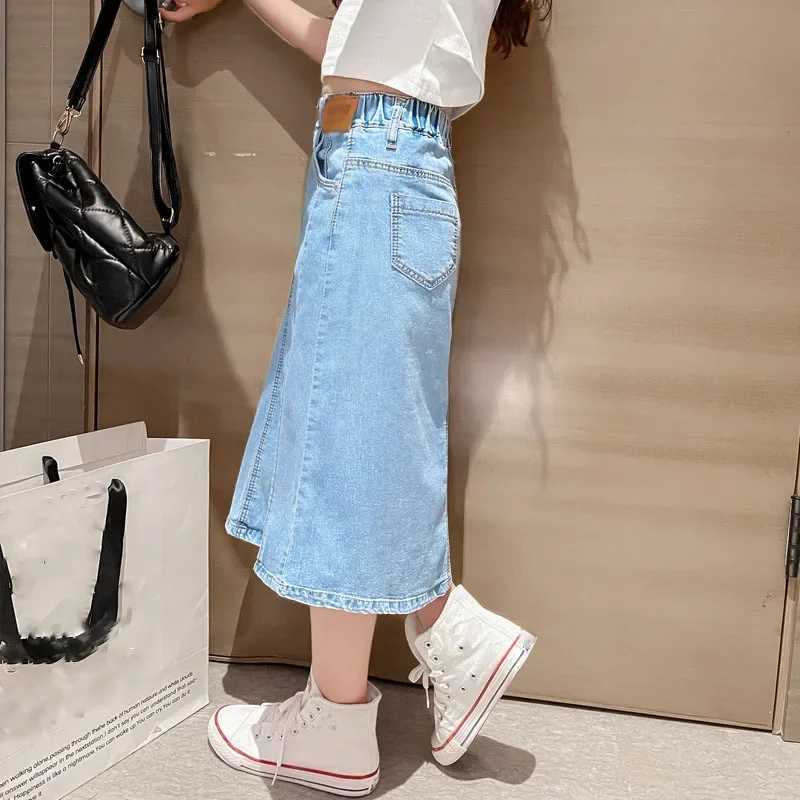 Autumn Girls Denim Skirt Childrens Summer Half Split Skirt Big Kids Street Skirt Childrens Slim Half Skirt H260407