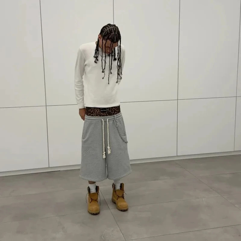 Summer Embroidery Letter Pattern Hip Hop Street Sport Middle Pant Y2K Leisure Simple Fashion Baggy Elastic Double Waisted Shorts 260407