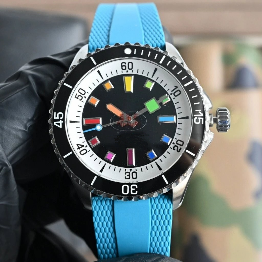 Stainless Steel Silicone Strap Ocean Luxury Automatic Watch Rainbow Dial Watch Luminous Super Mechanical Watch