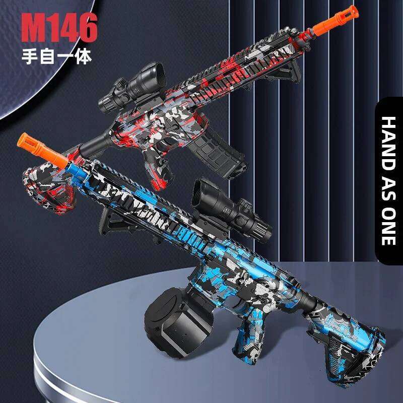 Toy Gun 7.4V High-speed Burst M416 Gel Ball With Orange Plug And Double Magazine For Outdoor Interactive Games