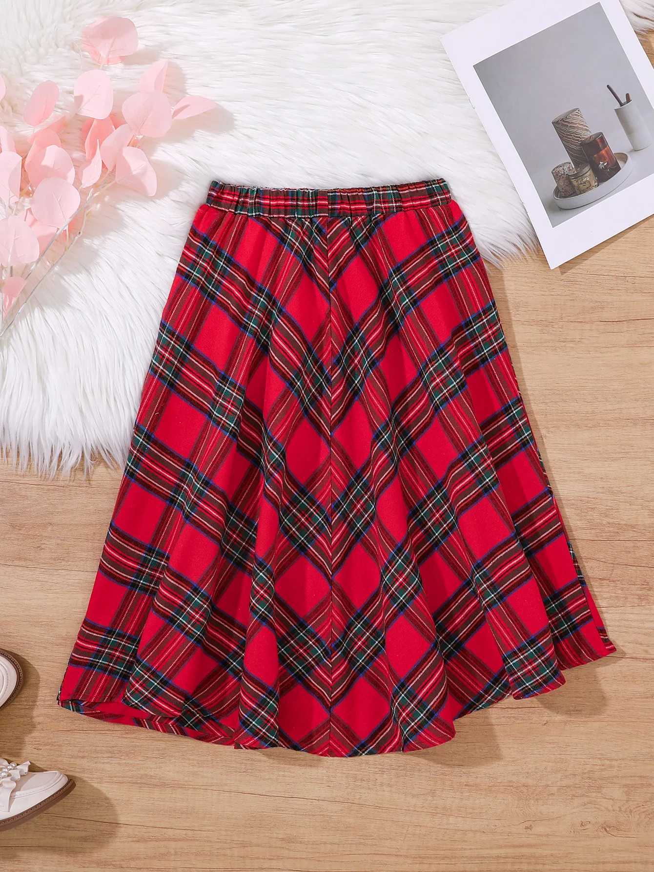Summer New Fashionable Trendy Daily Casual Sweet Cute Soft Plaid Half length Skirt for Middle aged Children Girls and Girls H260407