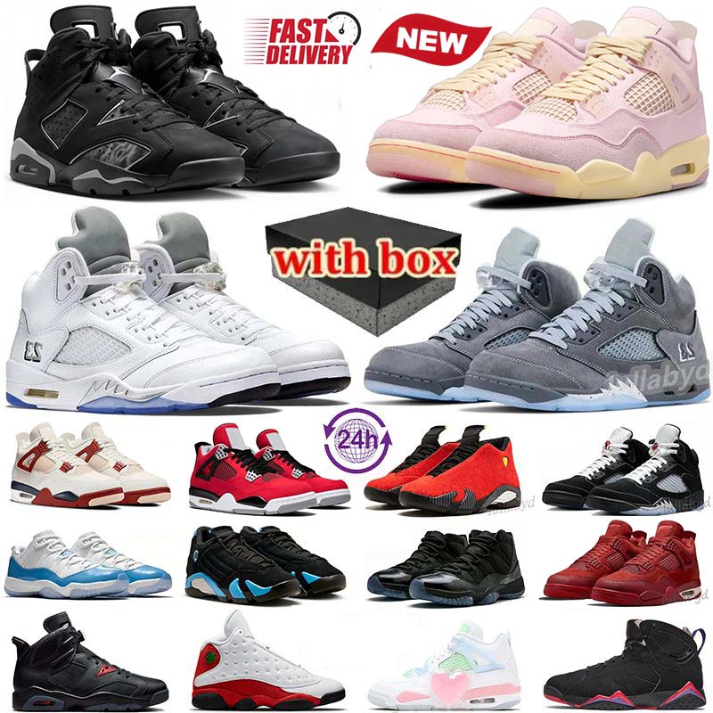 Basketball shoes 4s 5s 11s 14s Designer sport shoes 4 Iced Carmine Brick After Brick 5 White Metallic wolf grey 6s Cap and Gown gamma blue 11 14 Train