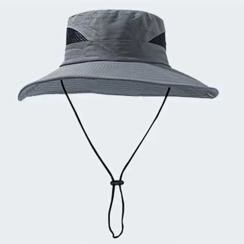 Unisex new fashionable sun hat casual fisherman hat western cowboy hat sun hat outdoor sports hiking drawstring hiking sun hat H260407
