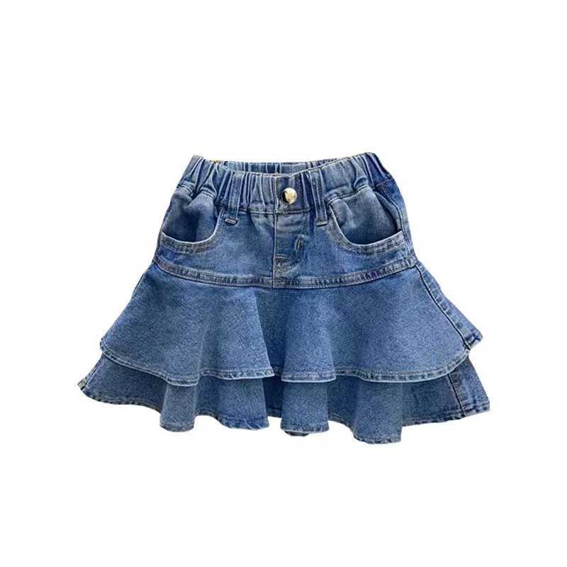 2025 Summer Girls Denim Skirt Shorts Two-Layer Versatile Japanese Korean Style Skirt for 3-8Y KidsFashionable Semi-Skirt H260407