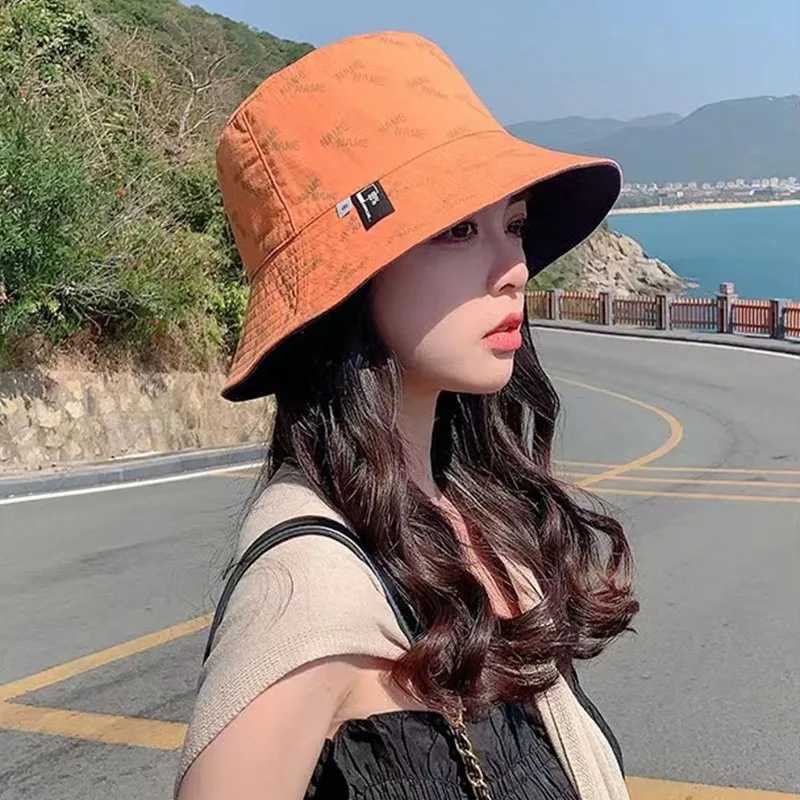 New Summer Sun Hats For Women Double Sided Outdoor Sunscreen Bucket Hats Female Korean Casual Panama Fisherman Caps H260407