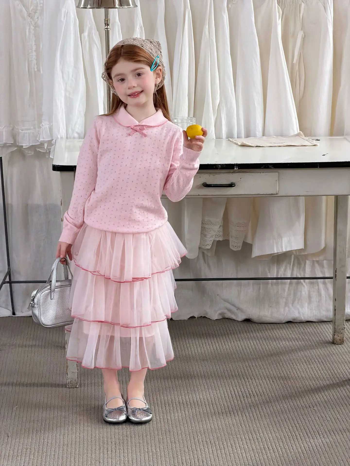 2026 Spring Sweet Style Children Skirt Pink Three-Layer Tulle Tiered Skirt for 2-7Y Girls Lightweight Flowy Dress H260407