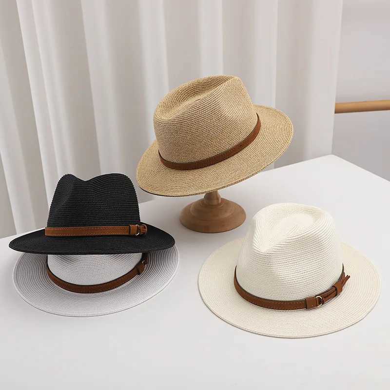 Summer Woven Straw Hat Wide Brim Sun Protection Breathable Beach Sun Shade Casual Outdoor Sombrero For Women Men H260407