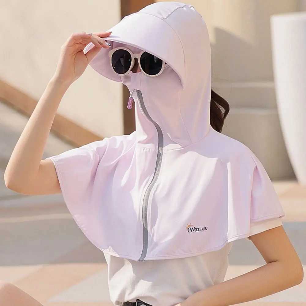 Visor Hat Hiking Wide Brim Anti-UV Driving Climbing Fisherman Cap Protection Face Cap Neck Flap Cap Ice Silk Cycling Sun Hat H260407