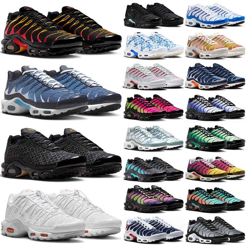 with box running tn shoes men women tns utility designer sneakers triple black white red navy blue pink green brown mens womens tnss outdoor sports trainers