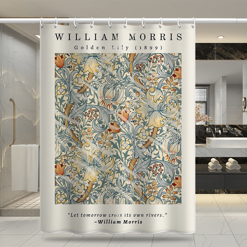 Shower Curtain Nordic Aesthetic Van Gogh Painting Thickened Waterproof Fabric Modern Minimalist Digital Printing Bathroom Partition Curtain