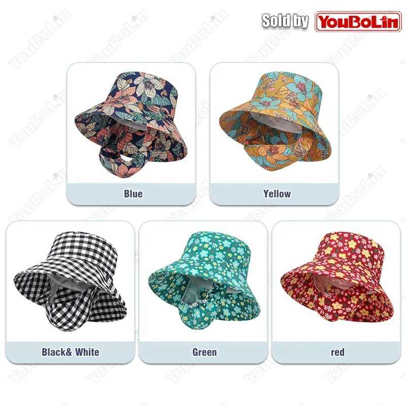 New Outdoor Summer Work Face Protection Full Protection Bucket Hat Seaside Sunscreen Mask Hats Integrated Fisherman Hats H260407