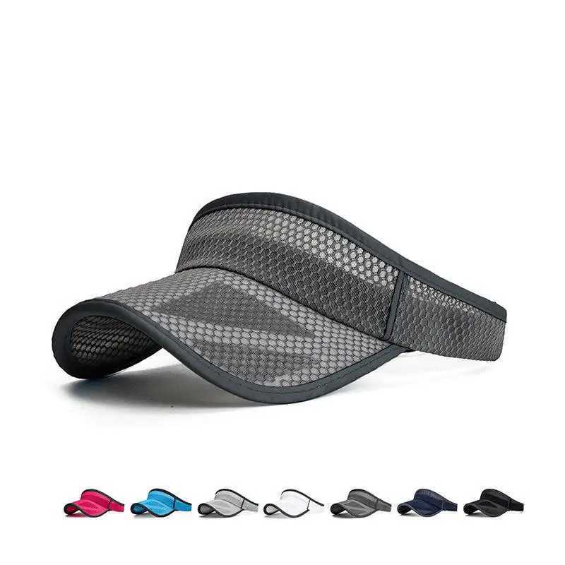 Summer Sports Sun Hats Women Hat Mens Cap Adjustable Sun Visor Uv Protection Empty Top Tennis Running Sunscreen Mesh Brim H260407