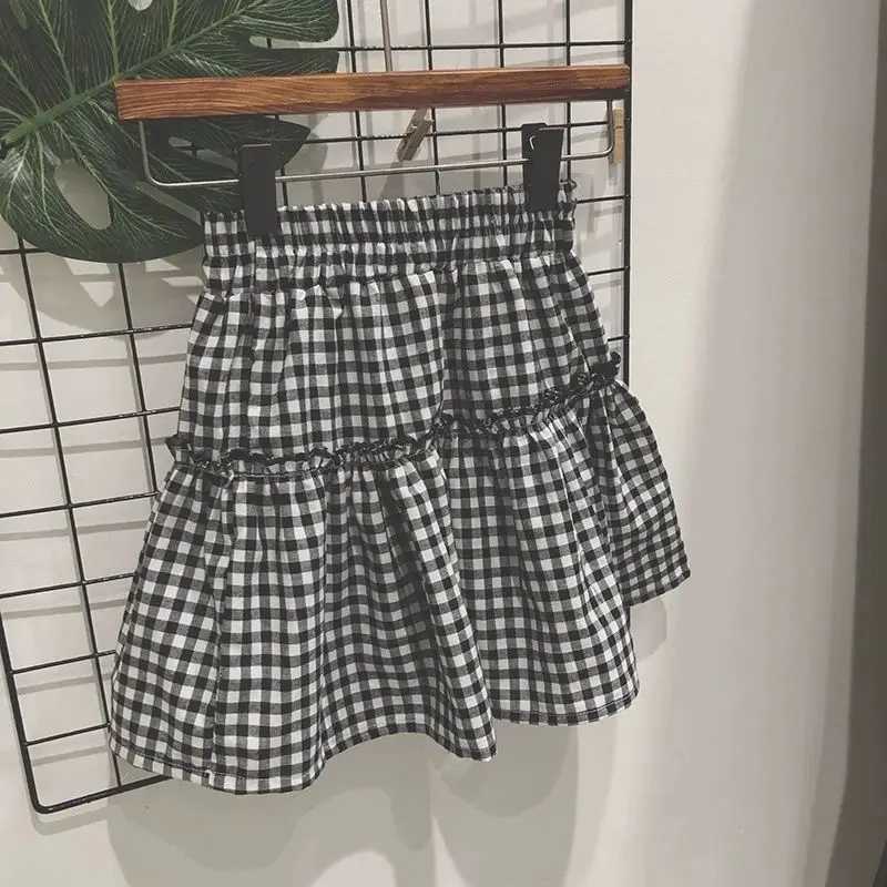 Girls Plaid Puff Skirt Summer 2026 Kids Versatile Half Length Skirt Child Bubble Skirt Hot Sale H260407