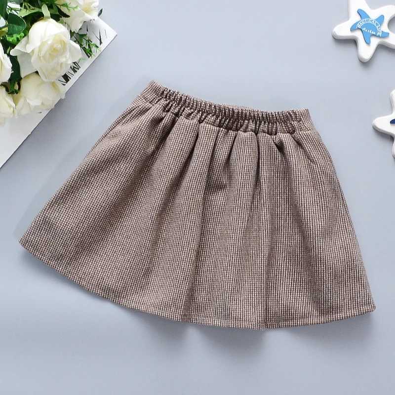 Baby Girls Half Skirt Spring Autumn Girls Plaid Pleated Skirt Cute Girls Woolen Skirt H260407