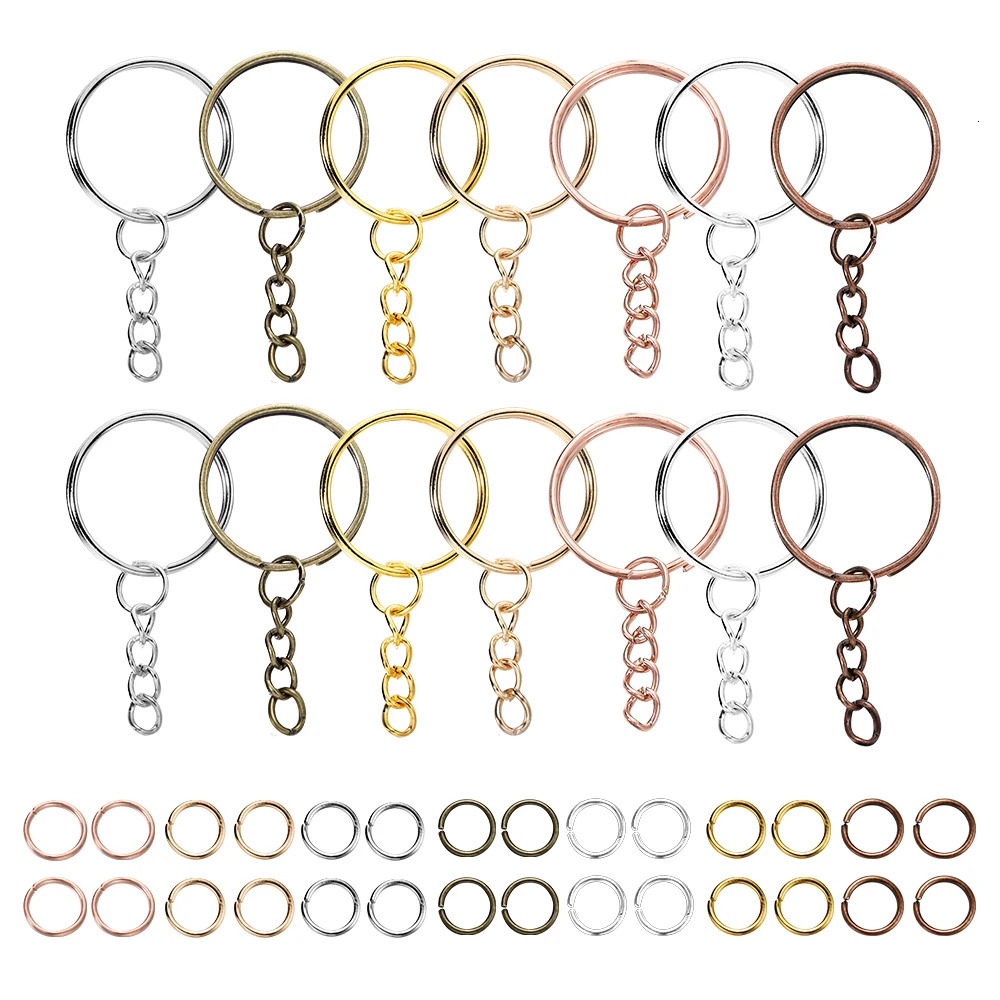 100Pcs 25mm Key Rings with 100pcs 8mm Jump Rings Connectors for DIY Keychain Lanyard Jewelry Making Supplies 260403BJ - view 3