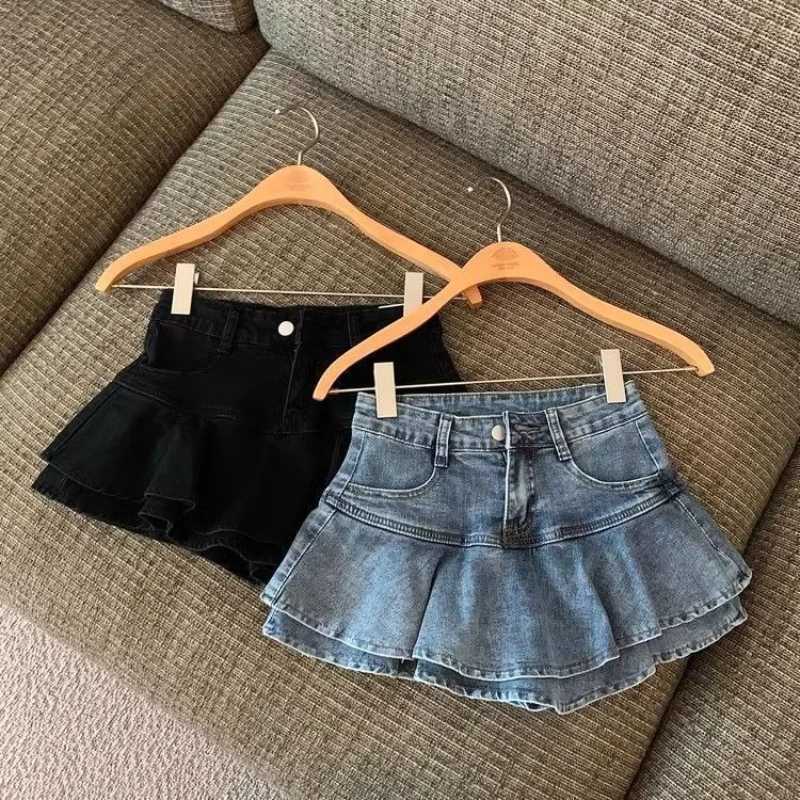 Girls Denim Skirt Summer Stretch Casual Mini Skirt for Big Kids Age 714 Fashionable Kids Party School Wear New Arrival 2026 H260407