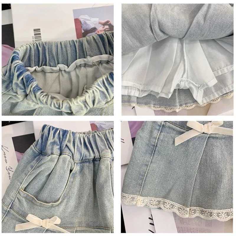 Baby Girls Denim Lined Skirt Summer Clothes New Korea Fashion Bow Princess Skirt Childrens Costume 2-10Year Kids A-line Skirt H260407