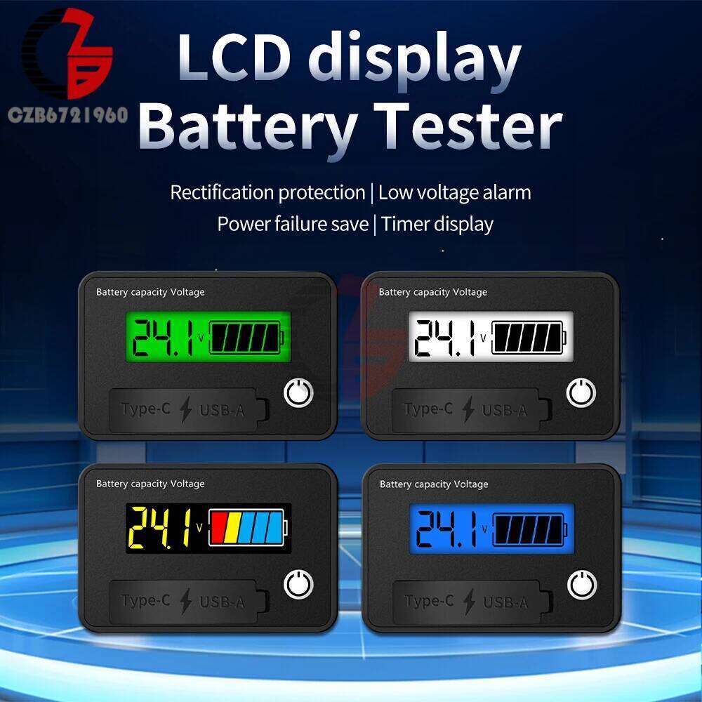 DC 8-30V Level Indicator LCD Digital Voltmeter Voltage Tester Lithium Battery Charge Capacity Meter USB+Tpye-C Output