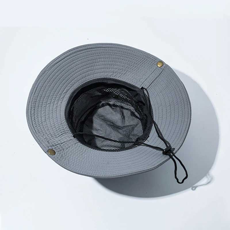 Unisex new fashionable sun hat casual fisherman hat western cowboy hat sun hat outdoor sports hiking drawstring hiking sun hat H260407