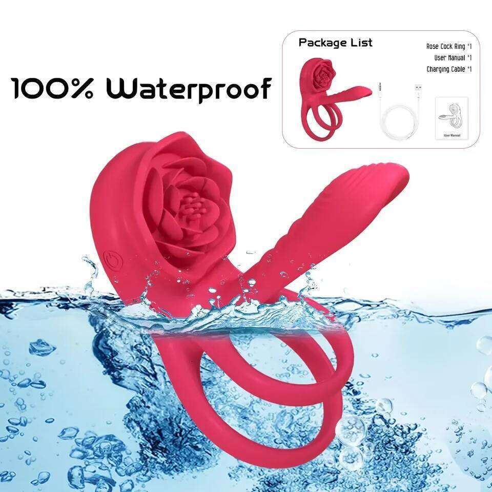 Powerful Rose Vibrating Cock Vibrator Penis Sleeve Sucking Stimulator G-spot Erection Ring Clitoral Couples Adult Sex Toy 26H0323