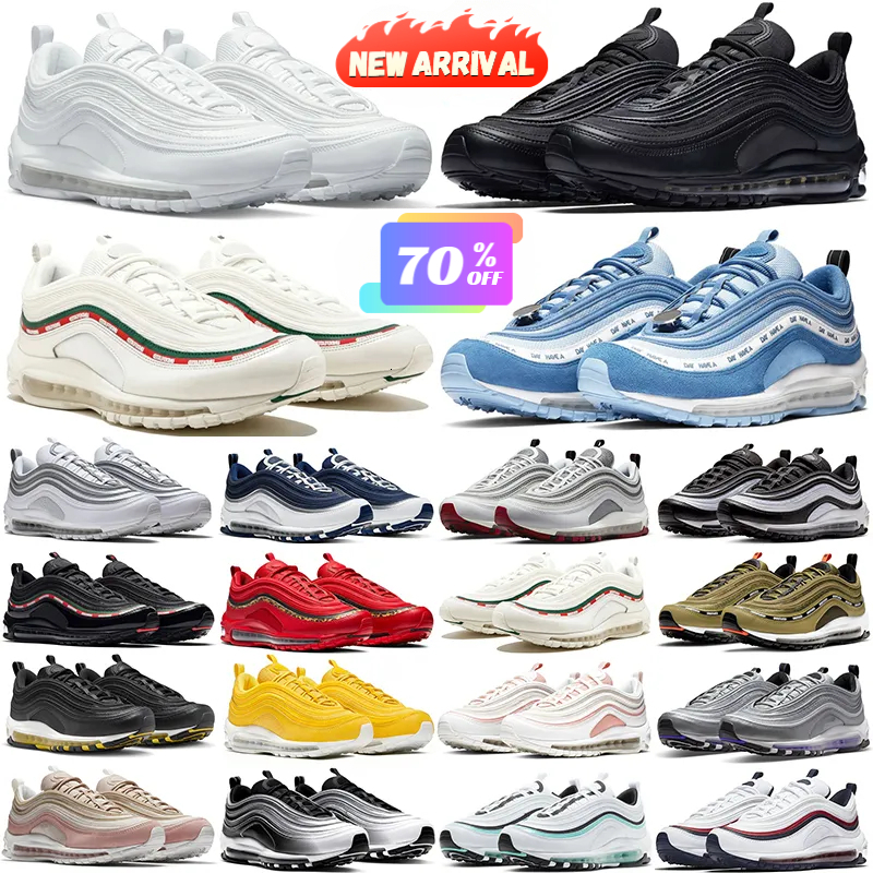 Designer 97 running shoes 97s mens womens sports shoe Triple Black White Sean Wotherspoon Silver Gold Bullet University Red Volt outdoor trainers Sneakers Eur 36-46