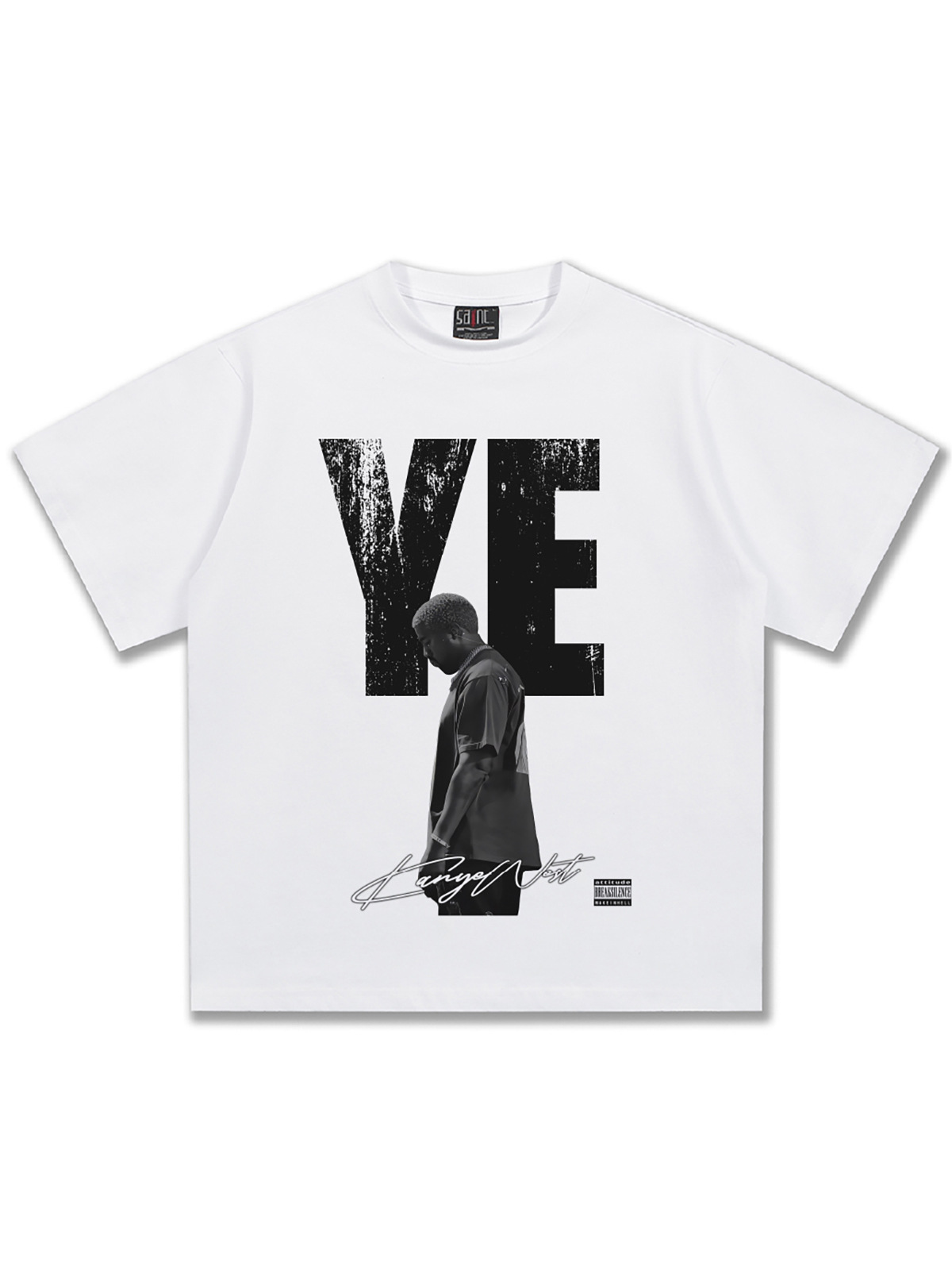 France jersey Summer American Street Style "Snowflake" Heavyweight Men's T-Shirt with White Ink Print, Short-Sleeve, Trendy