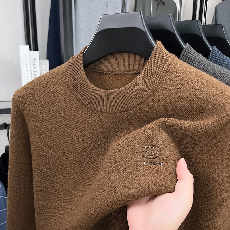 Luxury Brand Designer Men's Casual Sweater New Men's Clothing&# 039 Sports Fashion Semi High Neck Warm Knit Sweater