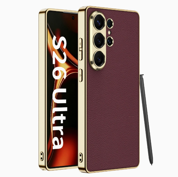 Designer new product Samsung S26Ultra phone with woven pattern electroplated plain leather case suitable for S26 personalized protective cover