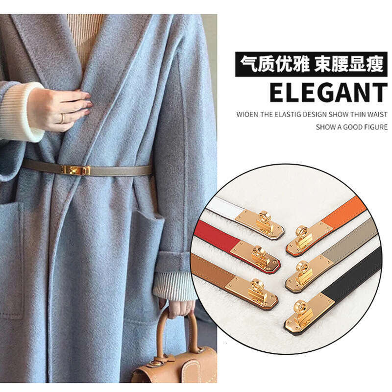 Versatile Women's 2025 New Genuine Soft Leather For Dresses And Skirts Decoration Kelly Lazy Elastic Belt