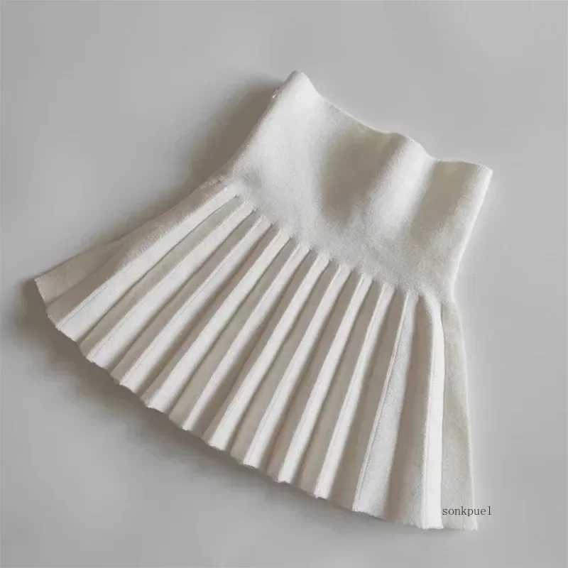 Baby Girls Knit Skirt Autumn Winter Princess Pleated Children School High Waist Mini Tutu Skirts Kids Clothing H260407