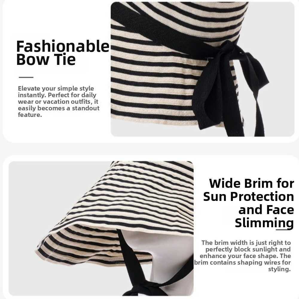 Hot Sale Wide Brim Striped Sun Hat Wide-Brimmed Foldable Fisherman Hat Striped Anti-uv UV Protection Hat Gift H260407