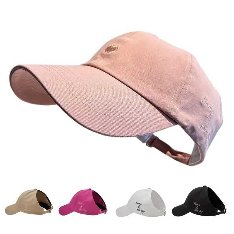 2024 Children Girls Ponytail Baseball Caps Sun Hats Baseball Caps Adjustable Solid Color Love Heart Designs Peaked Caps Hat H260407