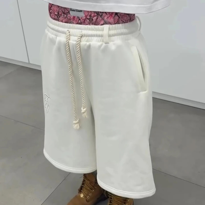 Summer Embroidery Letter Pattern Hip Hop Street Sport Middle Pant Y2K Leisure Simple Fashion Baggy Elastic Double Waisted Shorts 260407 - view 3