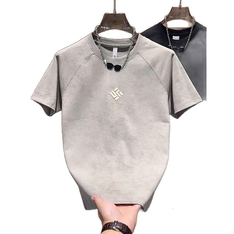 Luxury Brand Designer 2026 Summer New Fashion Trend Tie-Dye Short-Sleeve T-Shirt for Men Round Neck Top Casual Letter Embossed Half-Sleeve