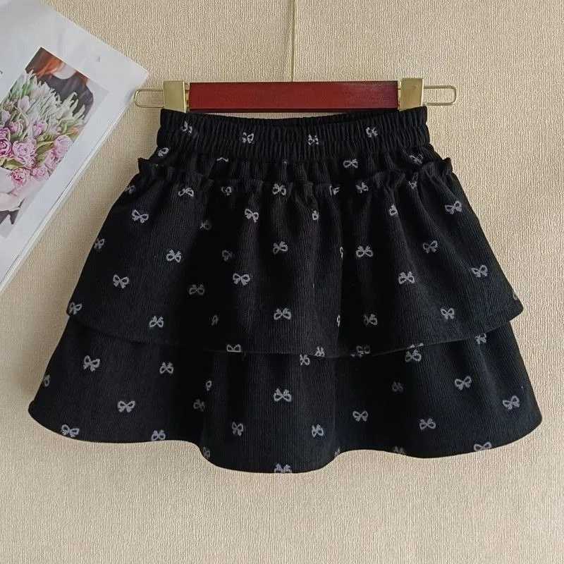 Corduroy Pleated Puffy Skirt for Kids Autumn Winter Childrens Tutu Mini Skirt New Design 2025 H260407
