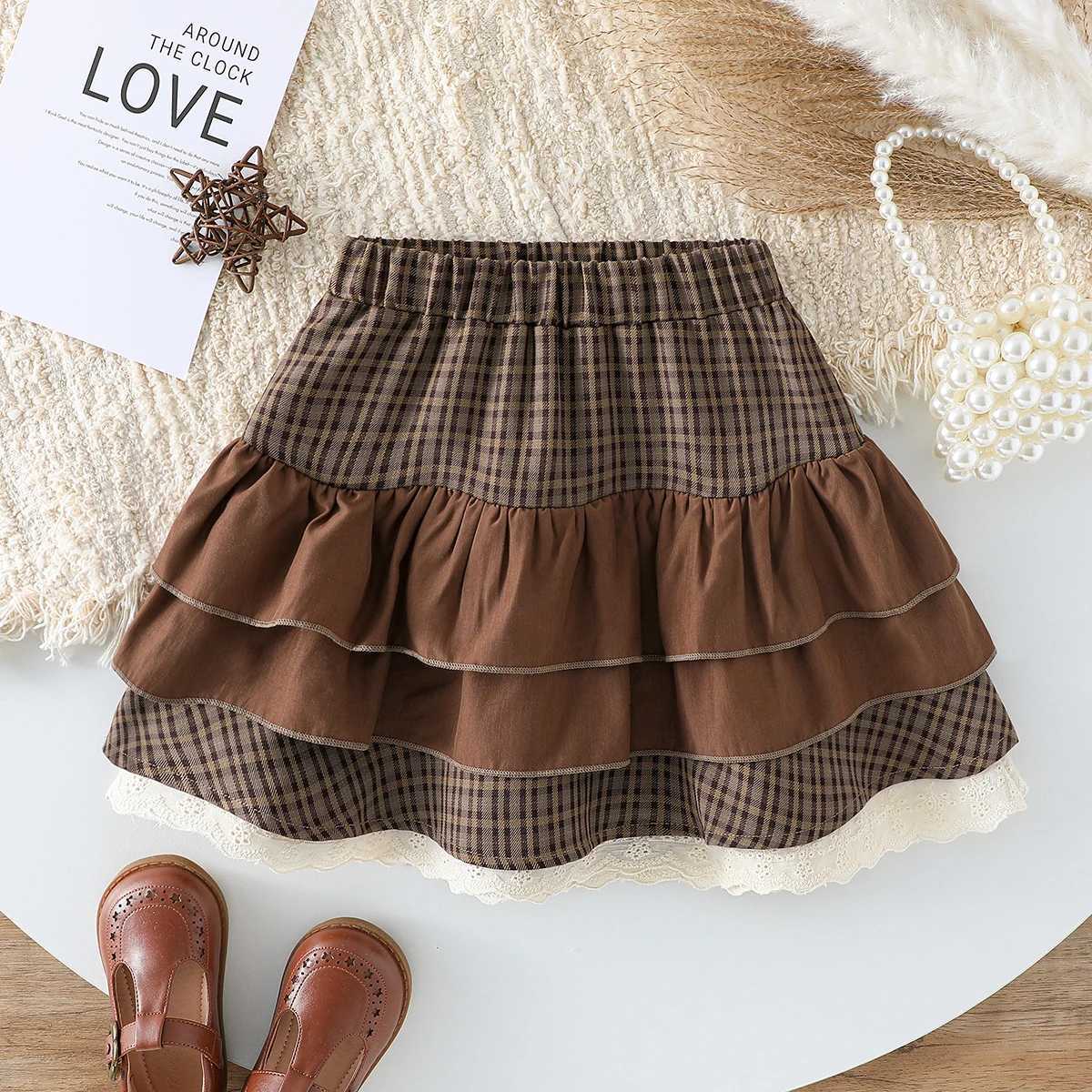2025 Gilrs Summer skirt Plaid 1-6Y Fashion Children outfit Streetwear Clothes H260407