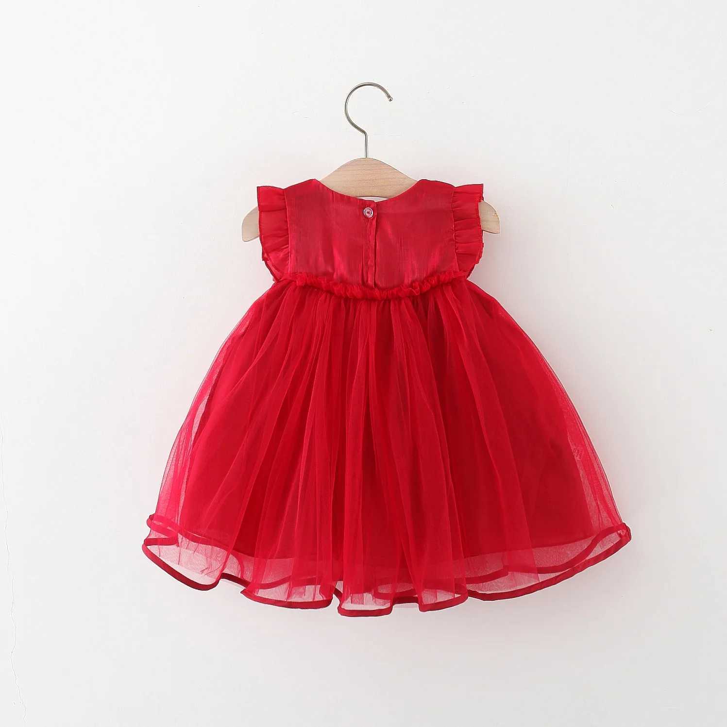 Baby Girl Dress Summer Girl Bow Pearl Mesh Princess Dress Cute Girls First Year Dress Birthday Party Dress Baby Girl Clothes H260407