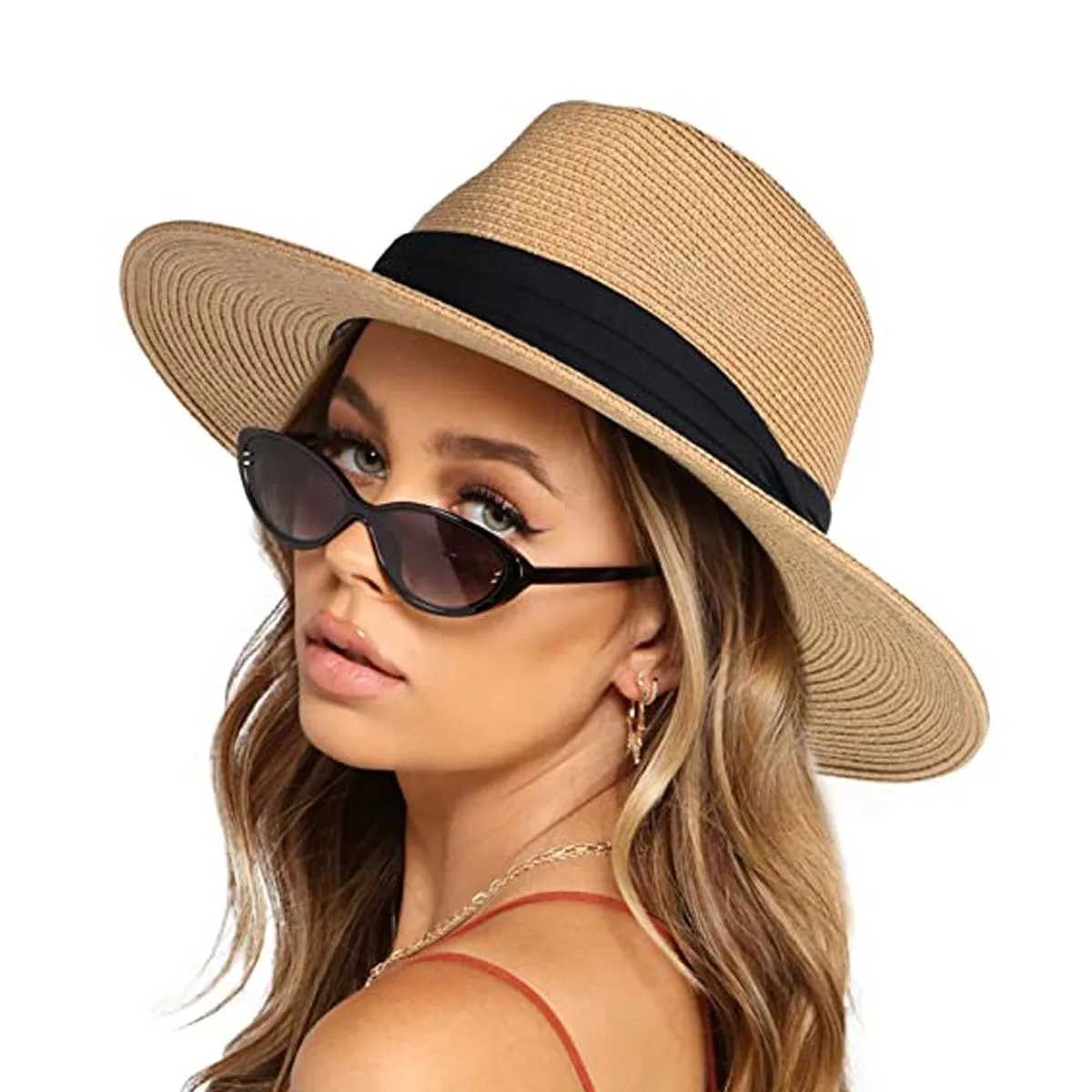 Extra Large Panama Straw Hat Summer Wide Brim UV Protection Adjustable Beach Sun Hat for Women Men Travel H260407