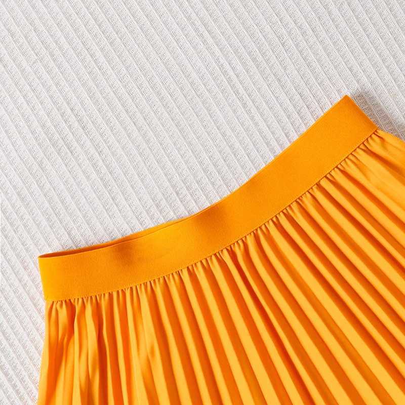 Summer Girls Cute Cool Breathable Wrinkled Mid Length Solid Color Half Skirt Princess Casual Birthday Party Dress Half Skirt H260407