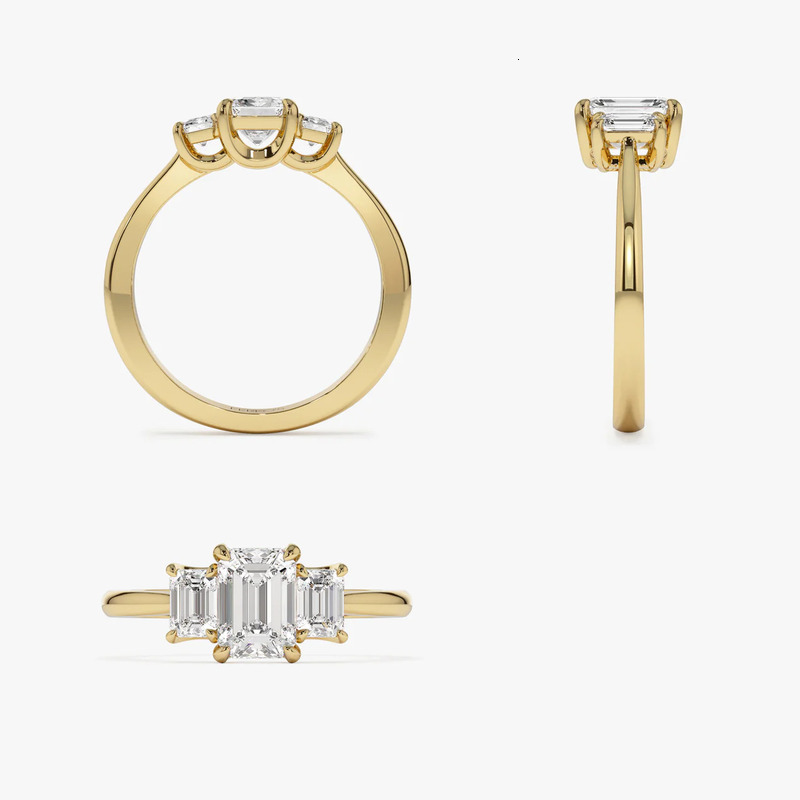 White Gold IGI Certificated Lab & Ring Grown Diamond 5CT Vintage Engagement Emerald Cut Ring