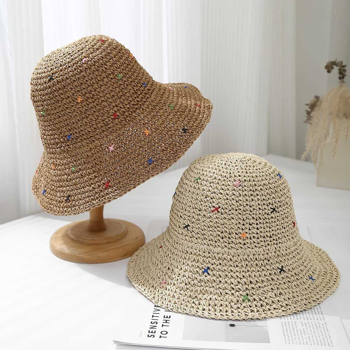 Womens Summer Hat Korean Style Big Brim Foldable Sun Hat Bucket Hat Sunscreen Beach Accessories Holiday Travel 2025 New H260407