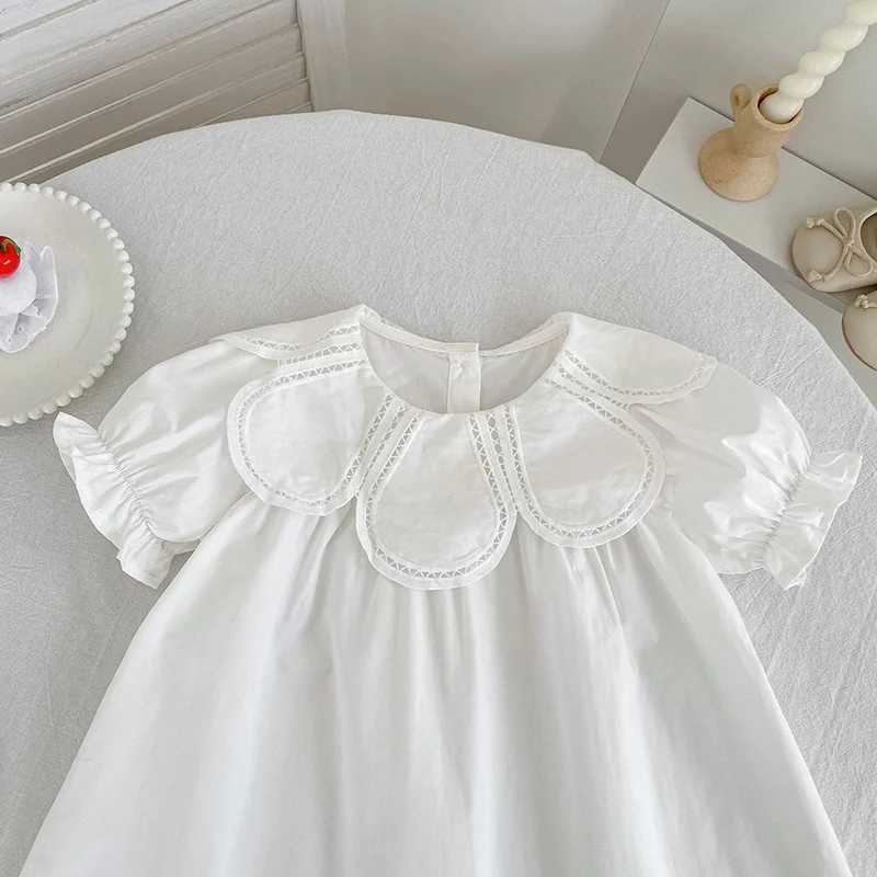 2026 New Summer Sister Clothing 2-6Yrs Baby Girl Birthday Party Dress Short Sleeved Cotton Solid Color Kids Princess Dresses H260407