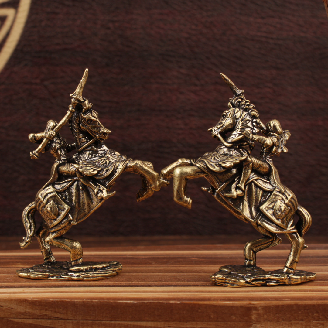 Ornament Brass Figurine European Female Knight Exquisite Craft Small Office Desktop Decor