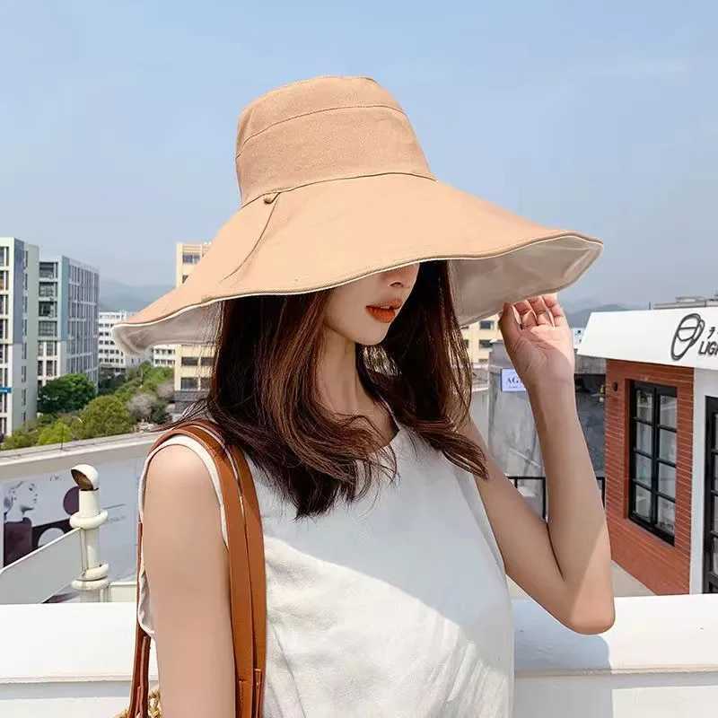 1Pc Doublesided Largebrim Hat Perfect for Summer Beach Style Outdoor Commuting Vacation Sun Protection Fashionable and Versatile H260407