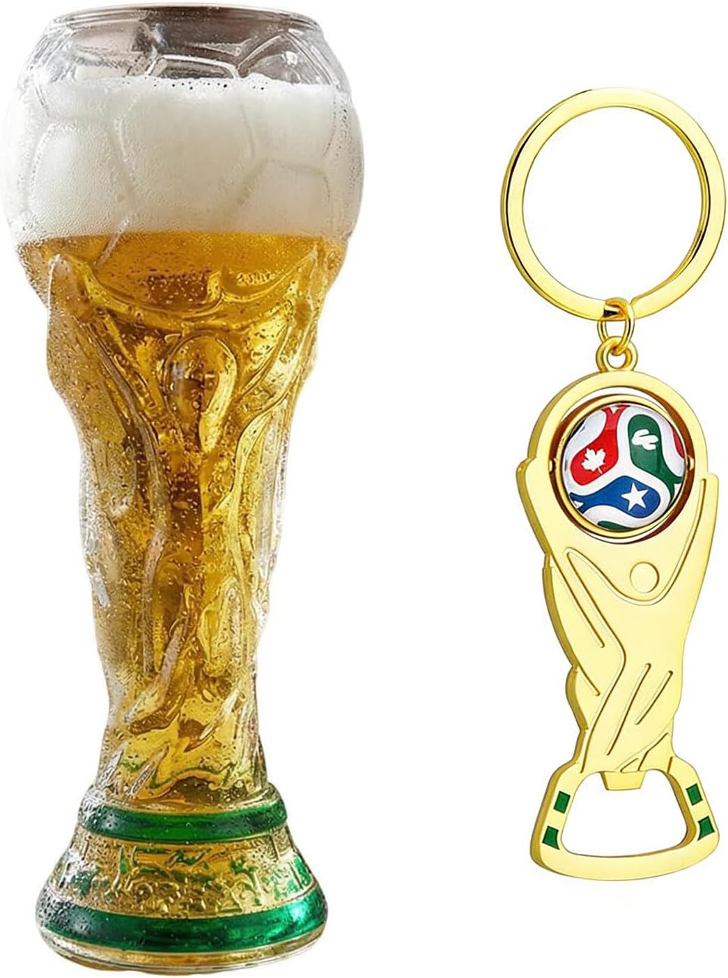 World Cup 2026 Trophy Beer Glass Premium Soccer Themed Beer Glasses for Men Novelty World Cup Trophy Shape for Game Day Parties Man Cave and Football Fan Gifts 16oz